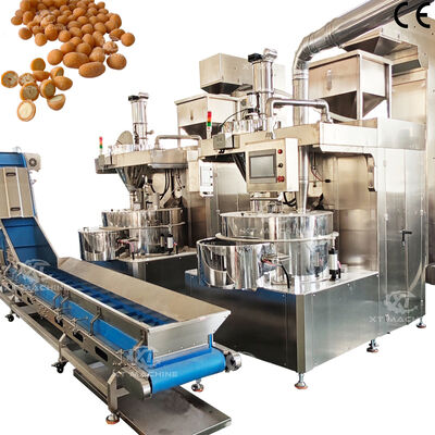 500kg/h-1000kg/h ماشین پوشش خودکار آجیل ماشین ساخت بادام زمینی پوشیده با سیستم کنترل PLC برای کارخانه غذاهای ناشتا