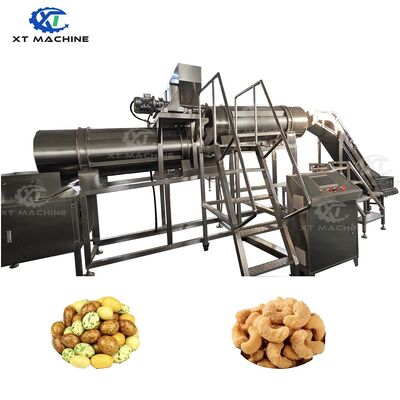 قیمت خوب دستگاه طعم دهنده دو غلتکی فولاد ضد زنگ SUS304 با سیستم تخلیه خودکار برای تهیه آجیل روکش دار (بادام زمینی / لوبیا پخته / بادام هندی) و تنقلات آنلاین