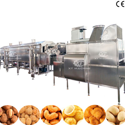 قیمت خوب خط تولیدی پوشش و سرخ کردن بادام زمینی SUS304 کاملا خودکار با 500-1000kg/h برای کارخانه های پردازش بادام زمینی آنلاین