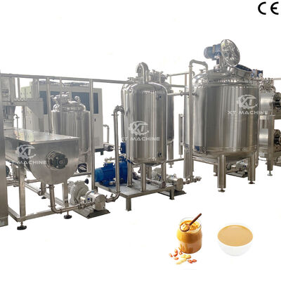 قیمت خوب 500-2000kg/h خط تولید کره بادام زمینی کاملا خودکار دستگاه ساخت خمیر پستال با کنترل برنامه PLC آنلاین
