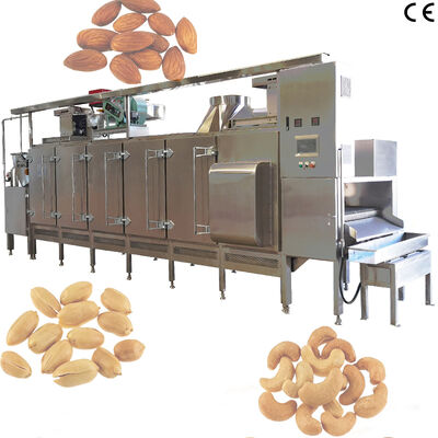 قیمت خوب دستگاه برشته کن مداوم آجیل با ظرفیت بالا با PLC دستگاه برشته کردن آجیل بادام هندی برای کارخانه های فرآوری آجیل آنلاین