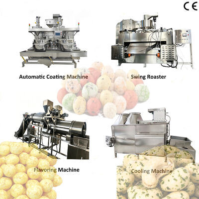 قیمت خوب SUS304 قابل تنظیم 200kg/h-500kg/h خطوط تولید پوشش و کباب آجیل برای پردازش کباب مواد غذایی کارآمد آنلاین