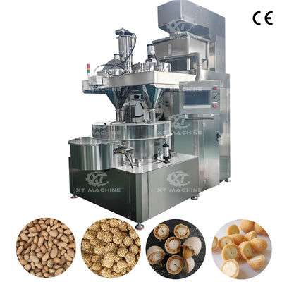 قیمت خوب کنترل PLC ماشین ساخت برگر بادام زمینی پوشانده با خمیر با سرعت بالا دستگاه پوشاندن ناشت های بادام زمینی چند منظوره آنلاین