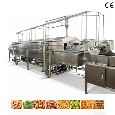 Industrial Continuous Frying Machine 304 Stainless Steel For Corn Flakes Nuts High Efficiency With CE Certificate